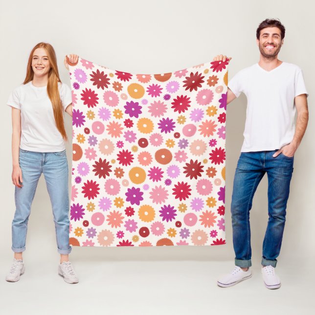Colorful Blooms Big Pattern Fleece Blanket (In Situ)