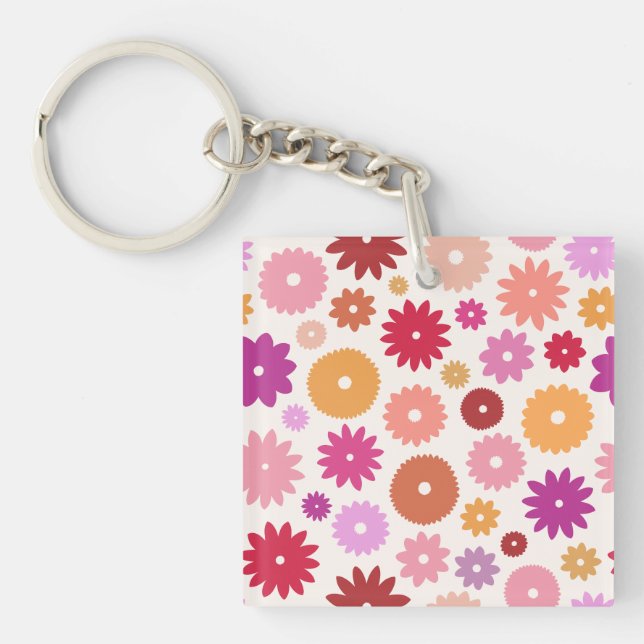 Colorful Blooms Big Pattern Keychain (Front)