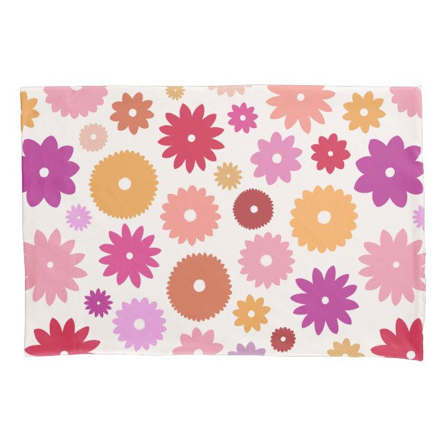 Colorful Blooms Big Pattern Pillow Case (Front)