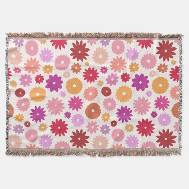 Colorful Blooms Big Pattern Throw Blanket (Front)