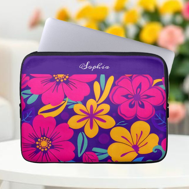 Colorful Blooms-Dopamine Style-Retro Flowers Laptop Sleeve (Colorful Blooms-Dopamine Style- Laptop Sleeve )