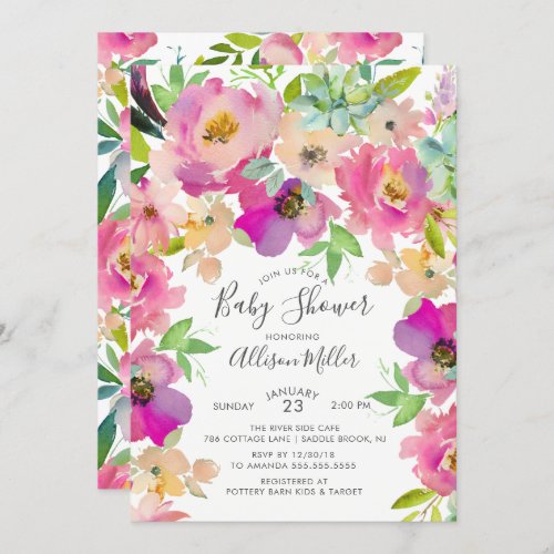 Colorful Blooms Floral Baby Shower Invitation