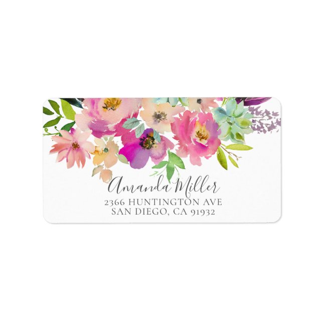 Colorful Blooms Floral Return Address Label (Front)