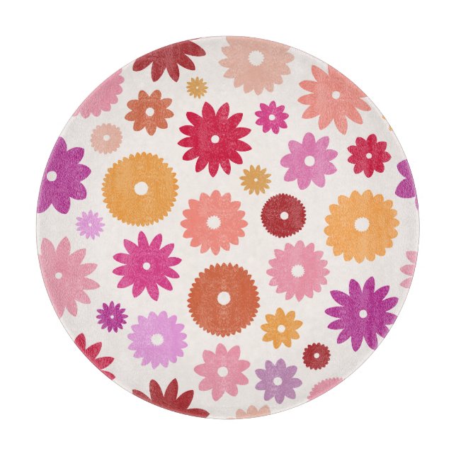 Colorful Blooms Large Pattern Cutting Board (Front)