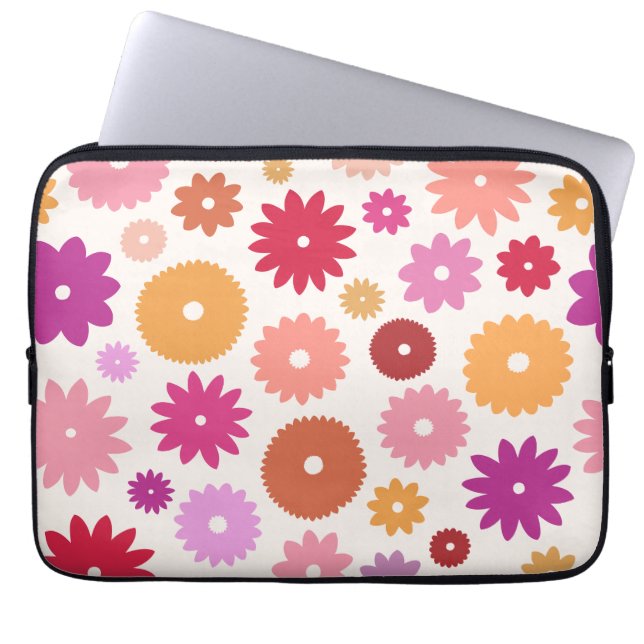 Colorful Blooms Large Pattern Laptop Sleeve (Front)