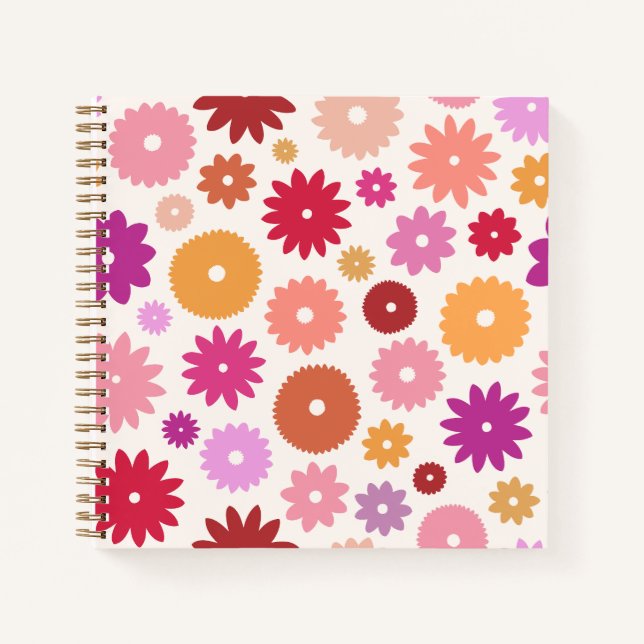 Colorful Blooms Large Pattern Notebook (Front)