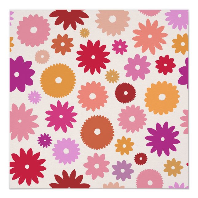 Colorful Blooms Large Pattern Poster (Front)