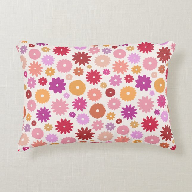 Colorful Blooms Pattern Accent Pillow (Front)