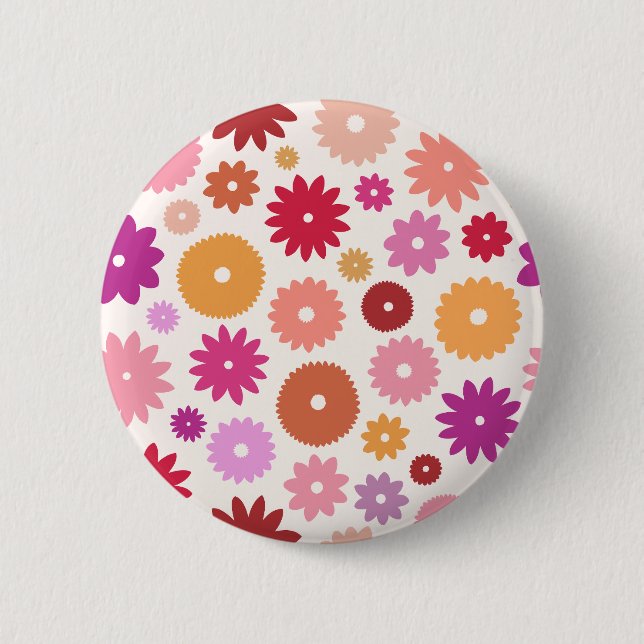 Colorful Blooms Pattern Button (Front)