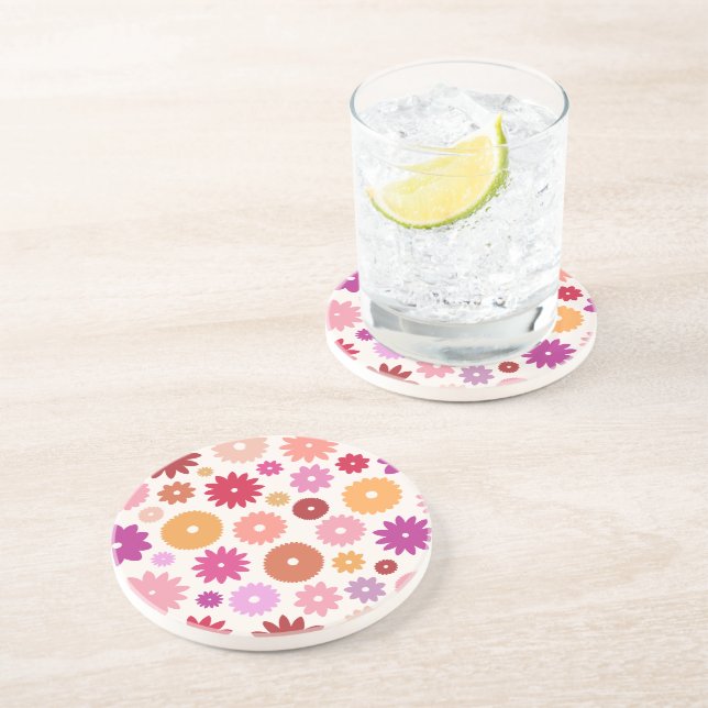 Colorful Blooms Pattern Coaster (Side)
