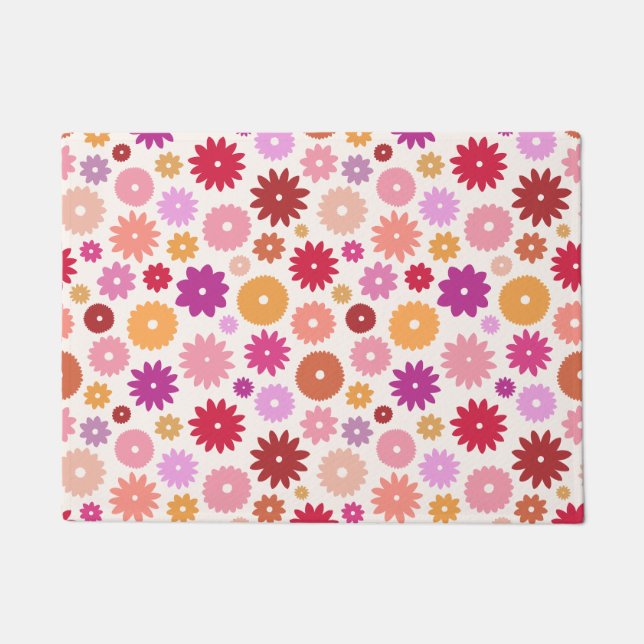 Colorful Blooms Pattern Doormat (Front)