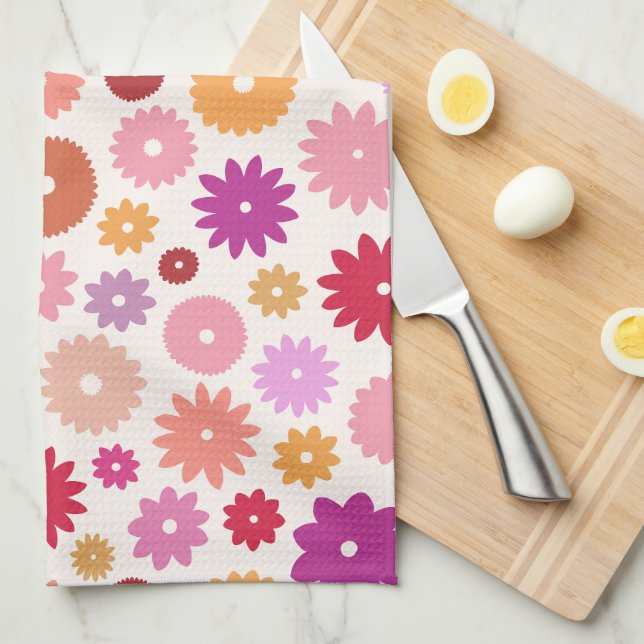 Colorful Blooms Pattern Kitchen Towel (Quarter Fold)