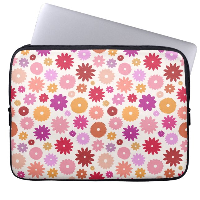 Colorful Blooms Pattern Laptop Sleeve (Front)