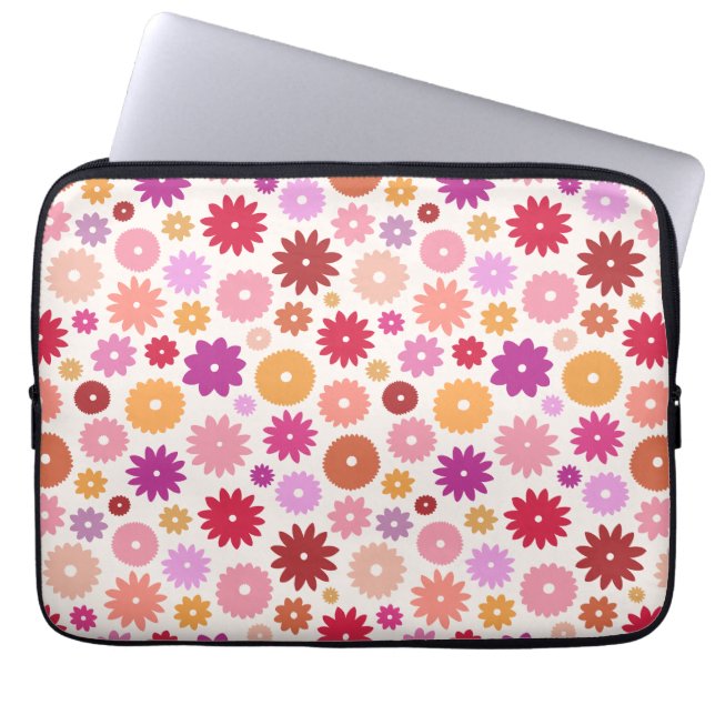 Colorful Blooms Pattern Laptop Sleeve (Front)