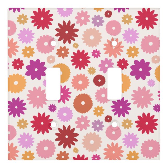 Colorful Blooms Pattern Light Switch Cover (Front)