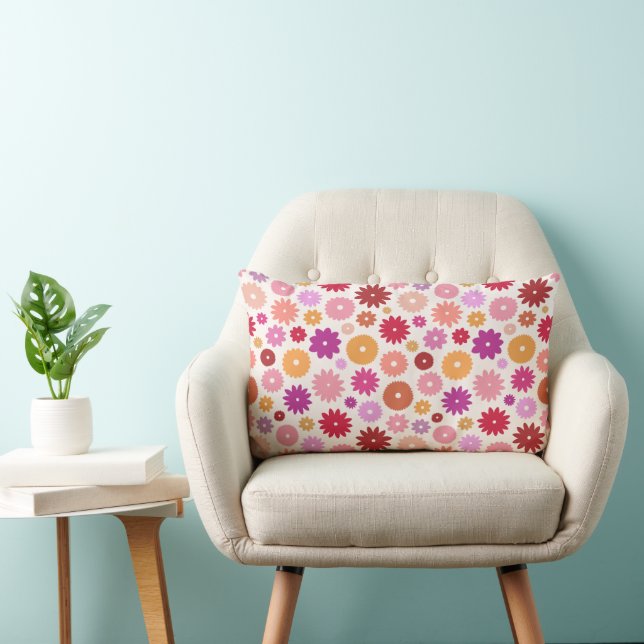Colorful Blooms Pattern Lumbar Pillow (Chair)
