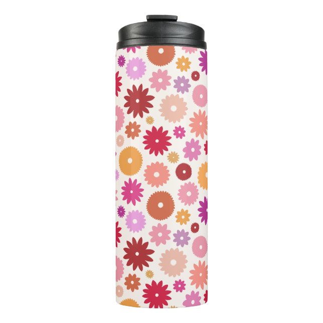 Colorful Blooms Pattern Thermal Tumbler (Front)