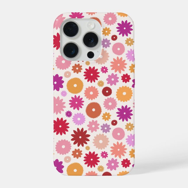 Colorful Blooms Repeat Pattern iPhone Case (Back)