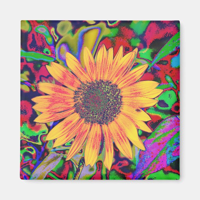 Colorful Blossom Square Magnet (Front)
