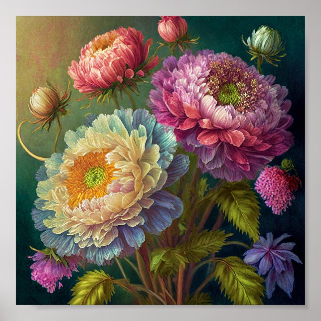 Colorful blossoms art poster (Front)