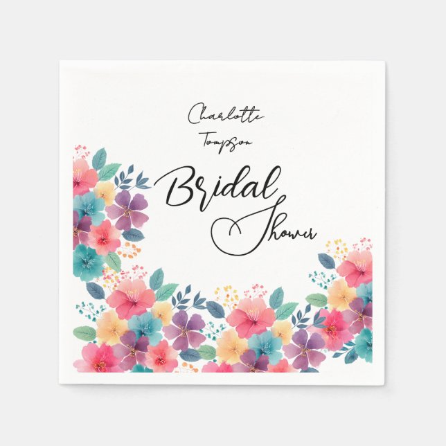 Colorful Blossoms Bridal Bash Napkins (Front)