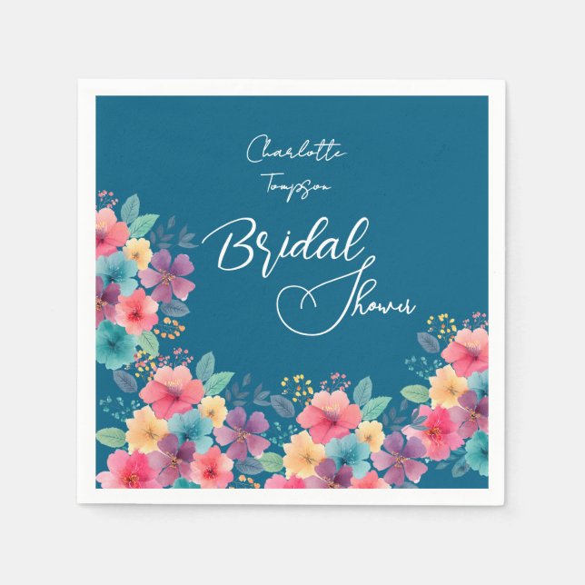 Colorful Blossoms Bridal Bash Napkins (Front)