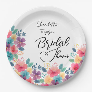 Colorful Blossoms Bridal Bash Paper Plates