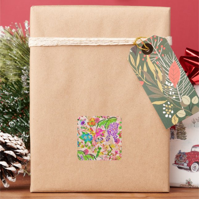 Colorful Blossoms Flower Garden  Square Sticker (Holiday)