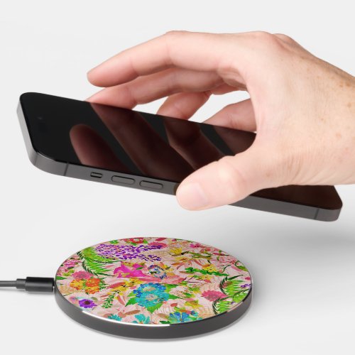 Colorful Blossoms Flower Garden  Wireless Charger