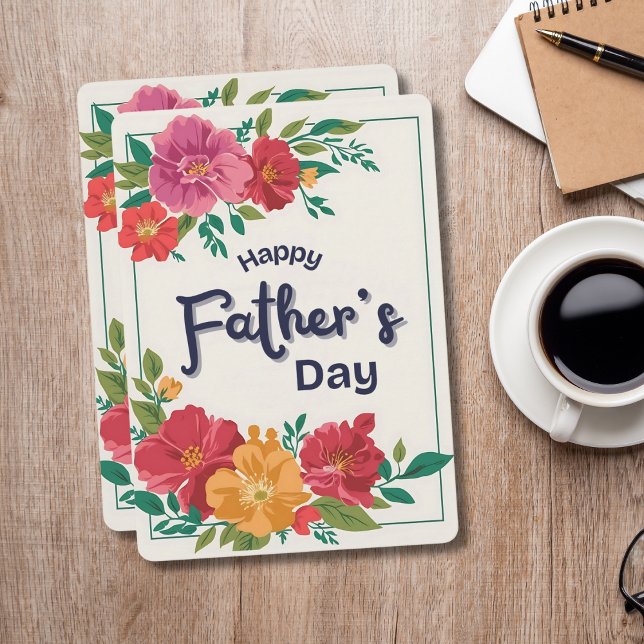  Colorful Blossoms Happy Father's Day Card ( Colorful Blossoms Happy Father's Day Card)