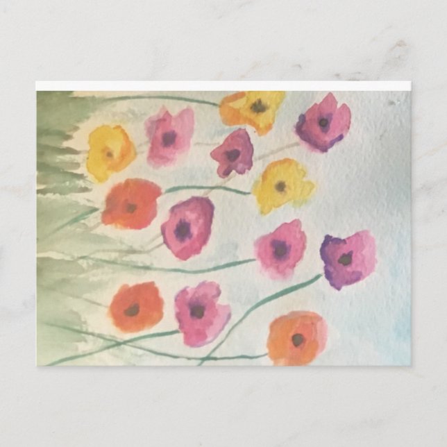 Colorful Blossoms Stationary Postcard (Front)