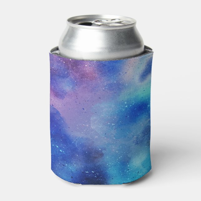 Colorful Blue Abstract Can Cooler (Can Front)