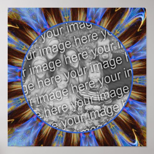 Colorful Blue Abstract Frame Create Your Own Photo Poster