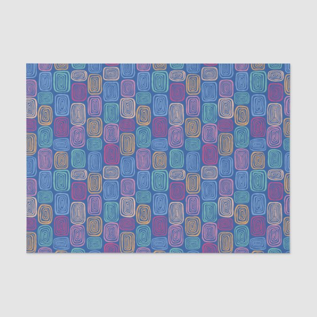 Colorful blue abstract pattern tissue paper (Front)