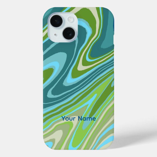 Colorful blue and green abstract phone case (Back)