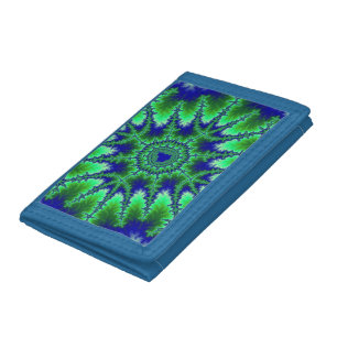 Colorful Blue and Green Fractal Trifold Wallet