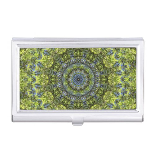 Colorful Blue and Green Mandala Business Card Case