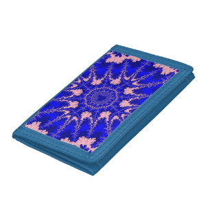 Colorful Blue and Light Pink Fractal Tri-fold Wallet