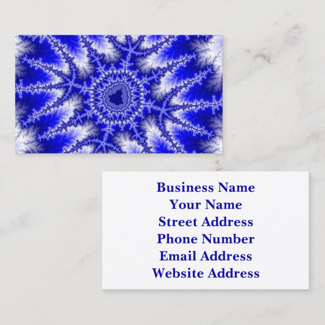 Colorful Blue and White Fractal Business Card (Front/Back)