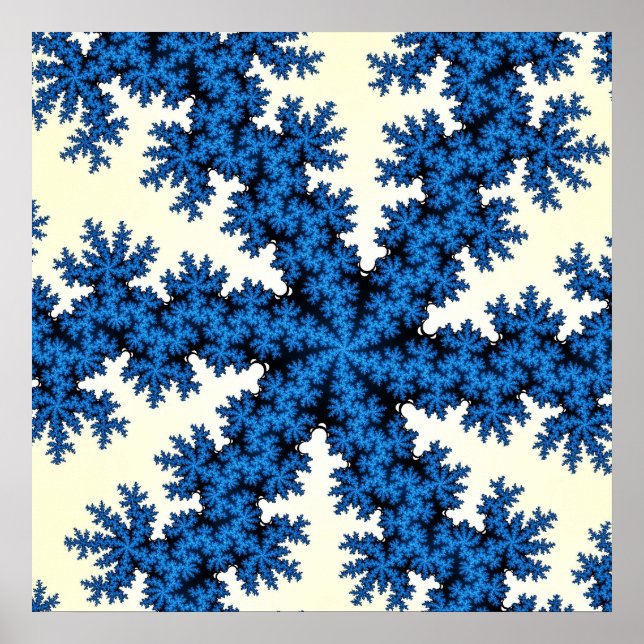 Colorful Blue and White Fractal Poster (Front)