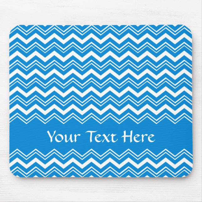 Colorful Blue and White Zigzags Mouse Pad (Front)