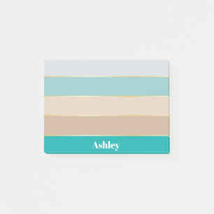Colorful Blue Beige Personalized Color Stripes Post-it Notes