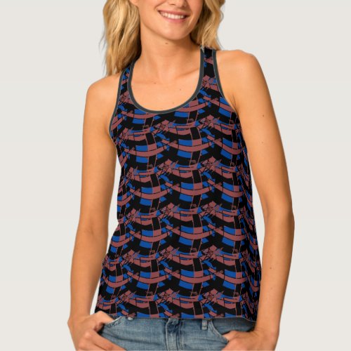 Colorful Blue Black Abstract Tank Top