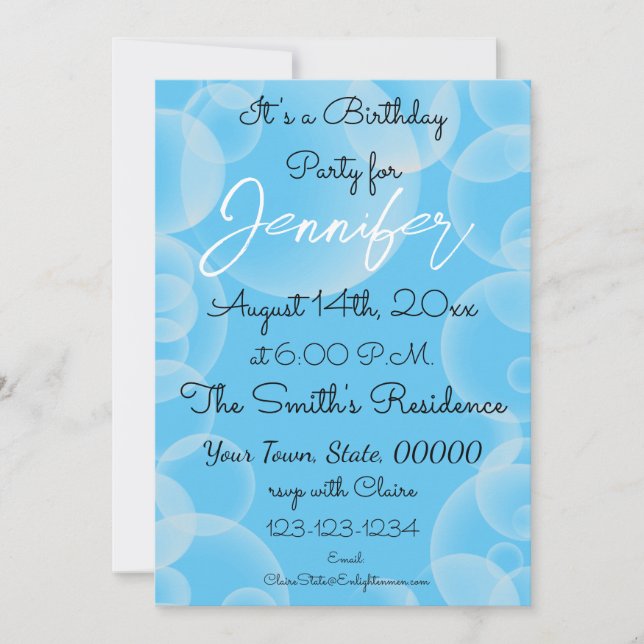 Colorful Blue Bubble Blast Birthday Card (Front)