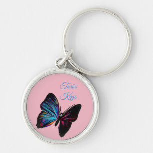 Colorful Blue Butterfly *Personalize* Keychain