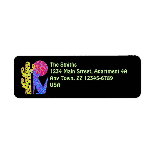 Colorful Blue Coyote Wolf Art Label (Front)