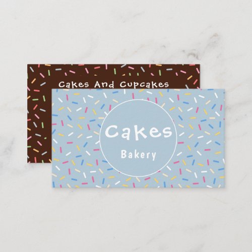 Colorful Blue Cute Sprinkles Bakery Business Card