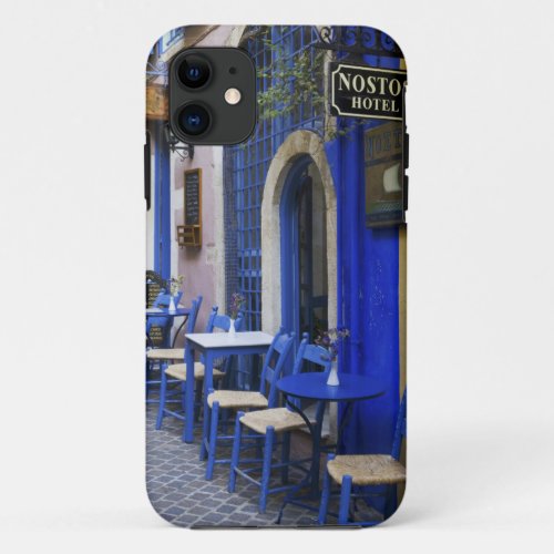 Colorful Blue doorway and siding to old hotel in iPhone 11 Case