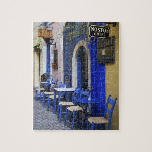 Colorful Blue doorway and siding to old hotel in Jigsaw Puzzle