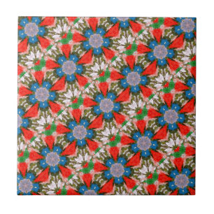 colorful blue flower tile